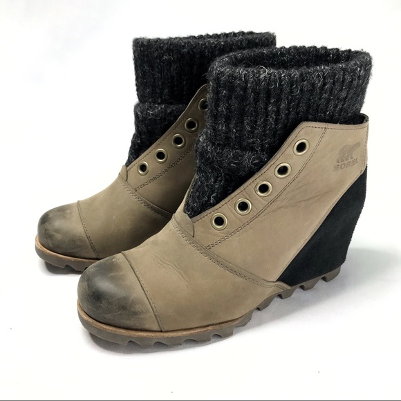 Sorel Joanie Sweater Wedge Ankle Boots 